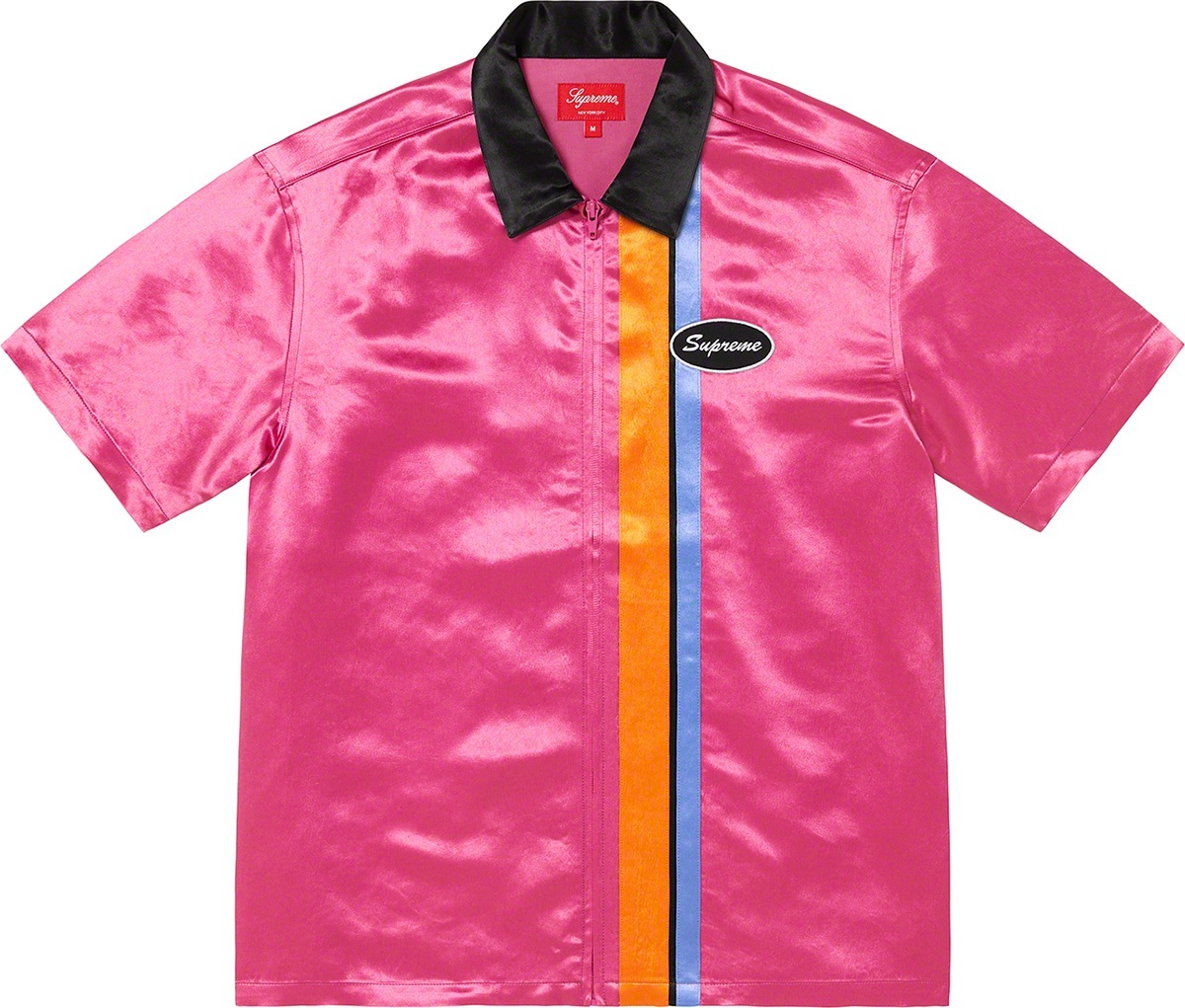 Satin Zip Up S/S Work Shirt view 2
